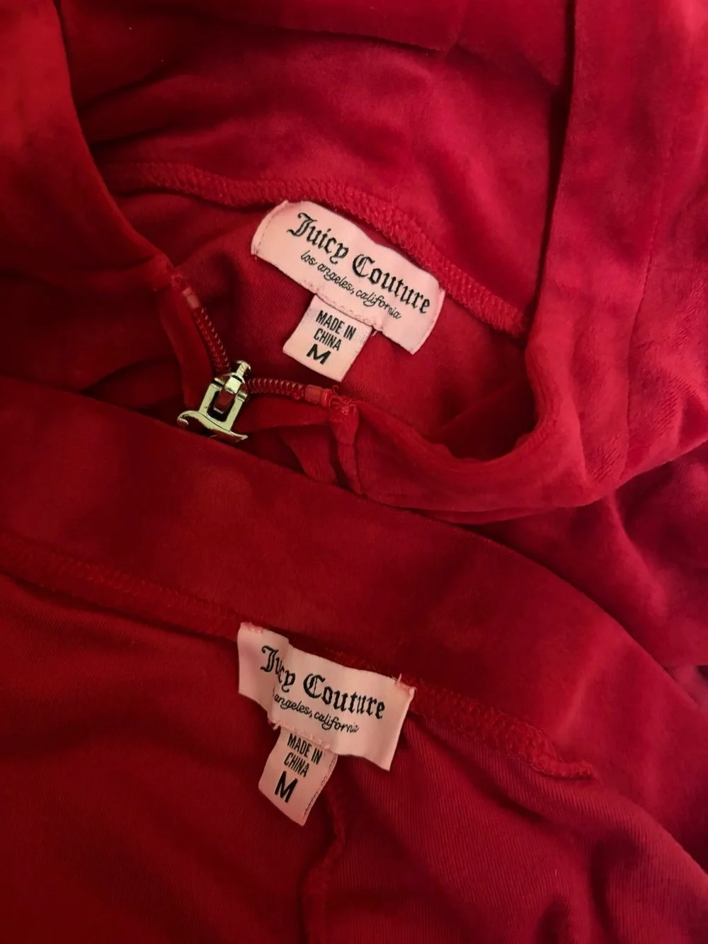 Juicy Couture Red Velour Hoodie & Pants  Set